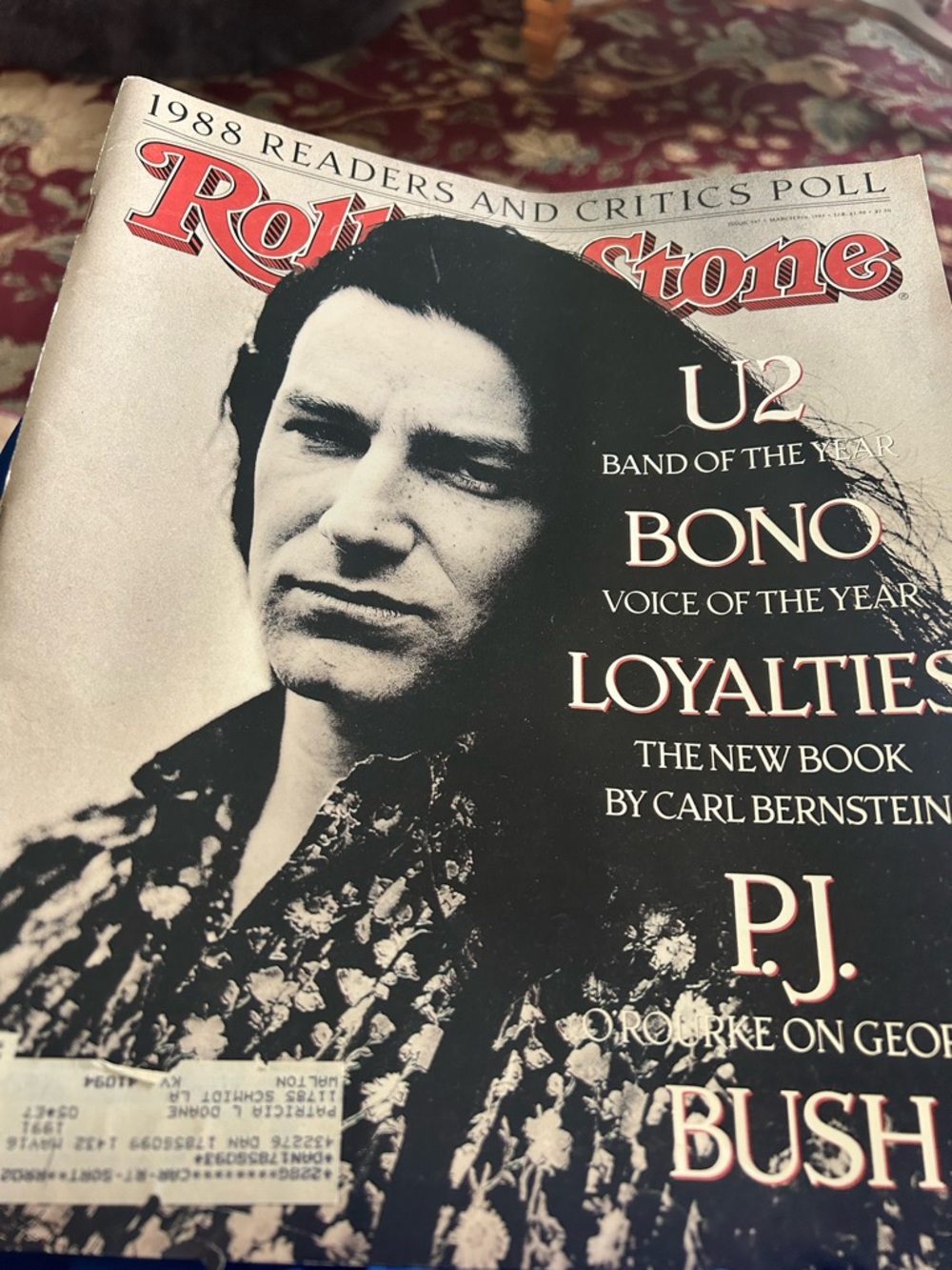 Rolling Stone Magazine U2 Bono March 9, 1989